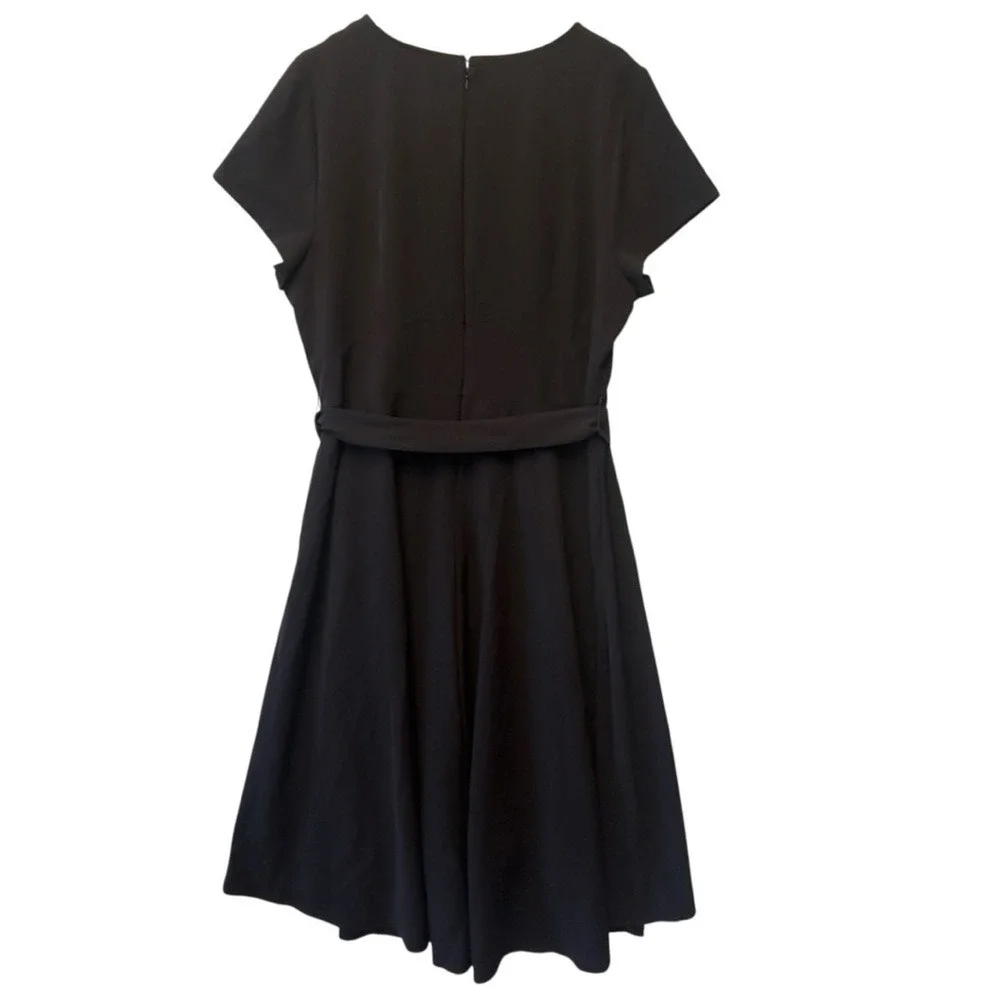 Lane Bryant Black High-Low Midi Dress Plus Size 20 Short Sleeve Tie Waist 584877
